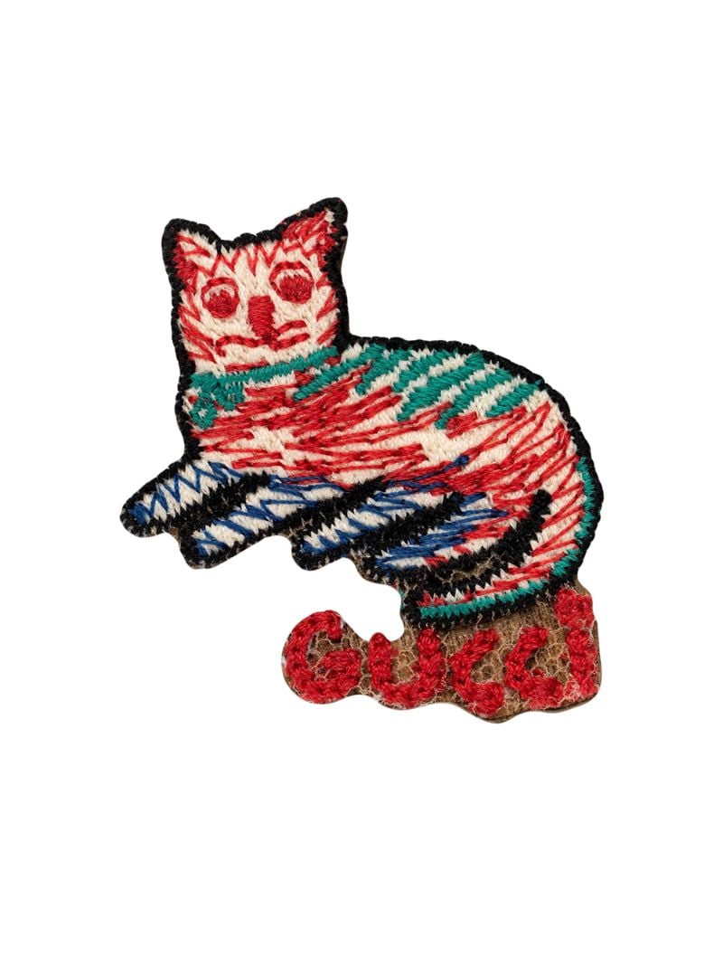 Gucci - embroidered cat brooch - men - Cotton/Wood - One Size - Blue