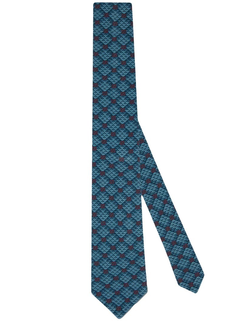 Gucci - GG check-pattern organic-wool tie - men - Organic Wool/Organic Silk - One Size - Blue