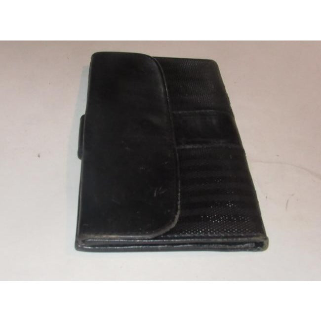 Fendi Black Thin Striped Coated Canvas And Black Leather Vintage Wallet