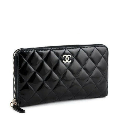 Chanel Zip Around Quilted Caviar Leather Wallet