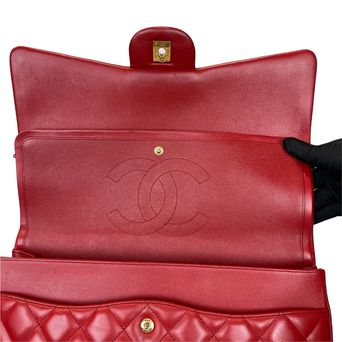 Double Flap Maxi Lambskin Red GHW