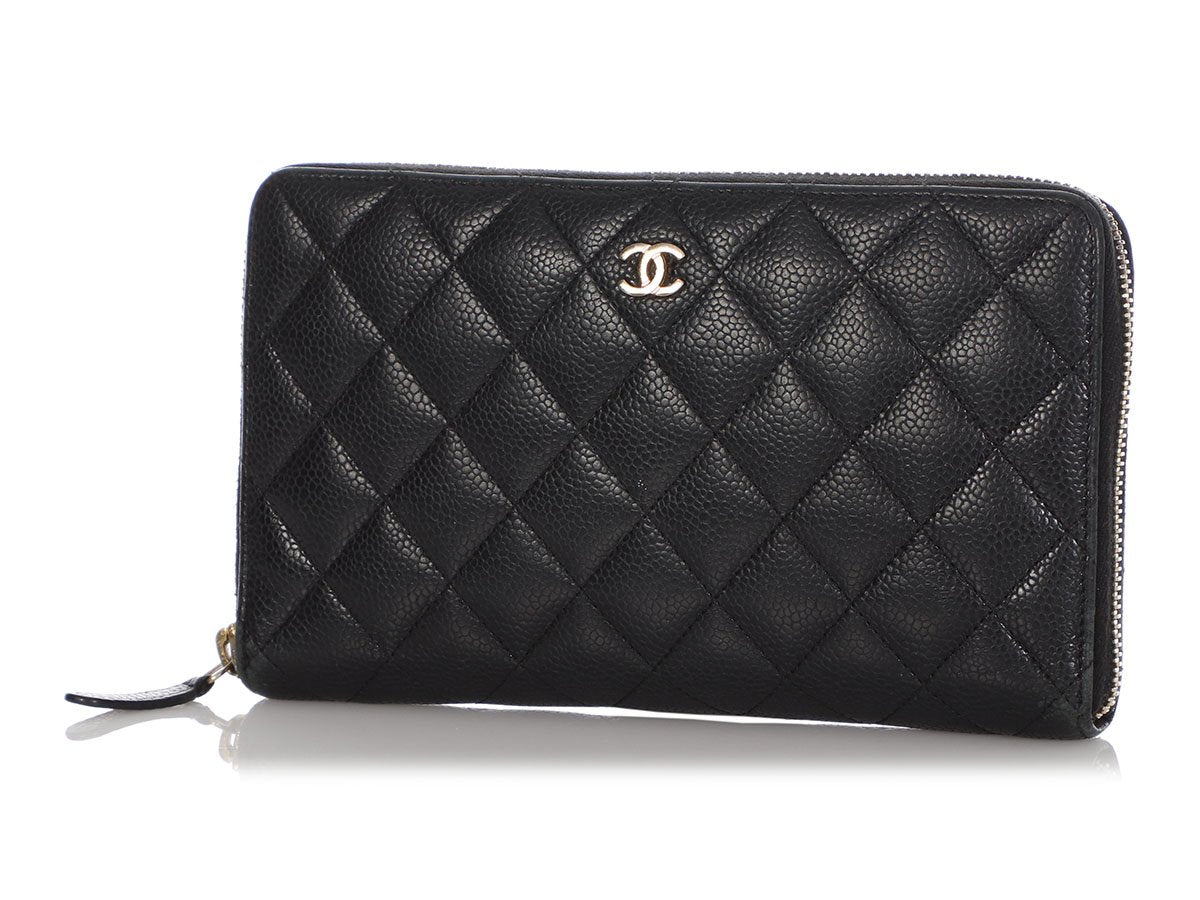 Chanel Zip Around Quilted Caviar Leather Wallet