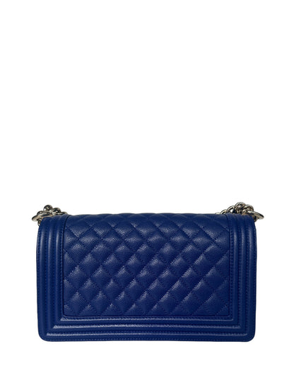 Chanel NEW Cobalt Blue Caviar Leather Quilted Medium Boy Bag