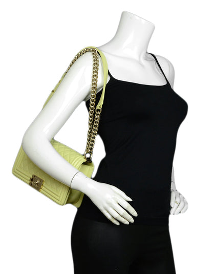 Chanel Yellow Leather Medium Boy Bag