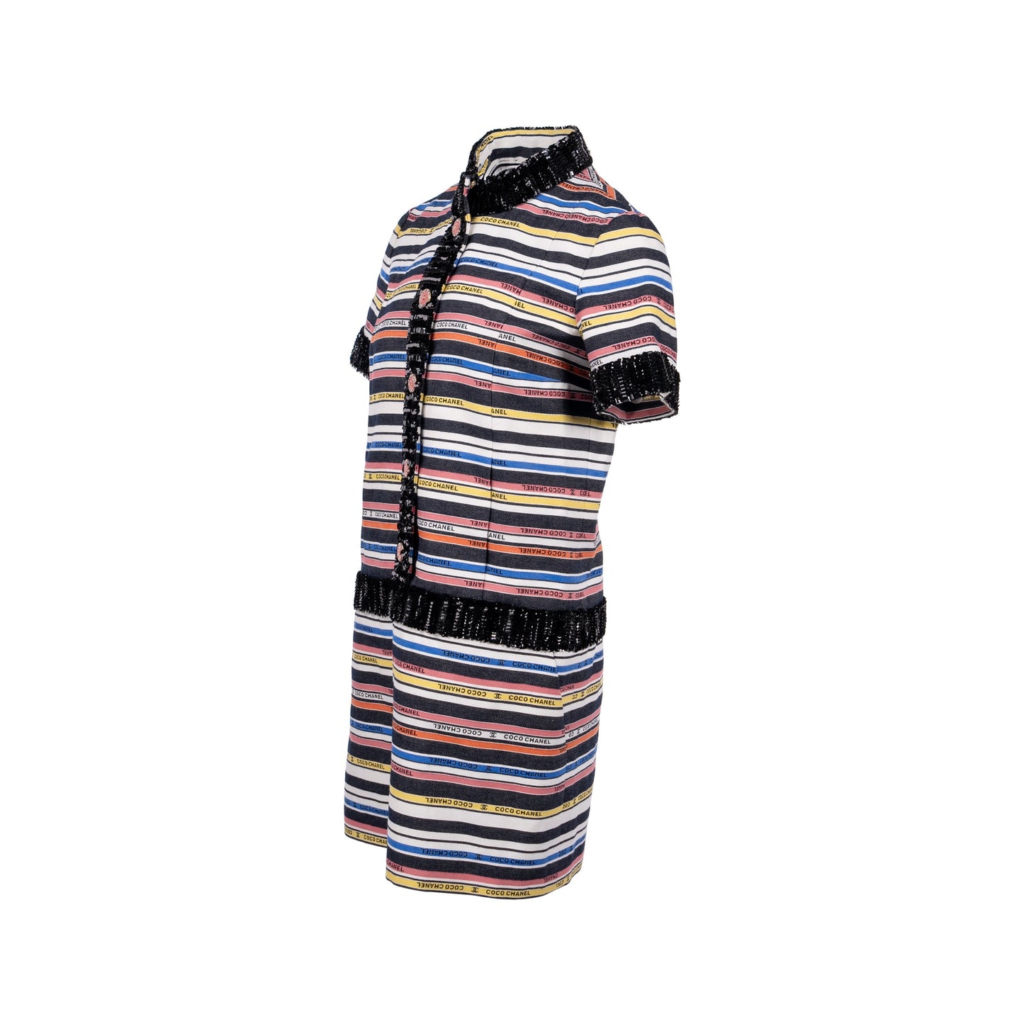 Chanel Size 38 Sequin Rainbow Dress Cotton Black/Multicolour