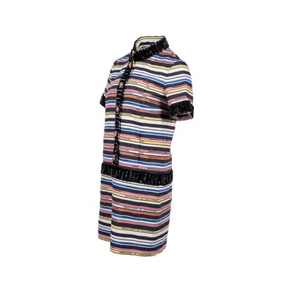 Chanel Size 38 Sequin Rainbow Dress Cotton Black/Multicolour