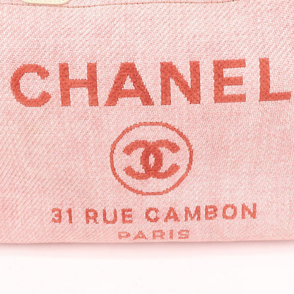 CHANEL Deauville MM Straw Leather Chain Tote Bag Pink A67001