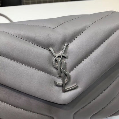 Yves Saint Laurent Loulou Mini Shoulder Bag Grey  7in/18cm