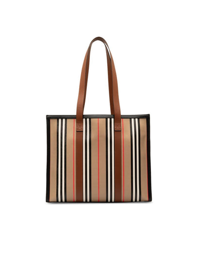 BURBERRY Women's Icon Stripe Tote Bag in Brown by in Brown
