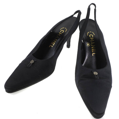 CHANEL pumps Satin black Sandals Women 36 1/2 Used