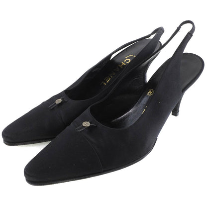 CHANEL pumps Satin black Sandals Women 36 1/2 Used