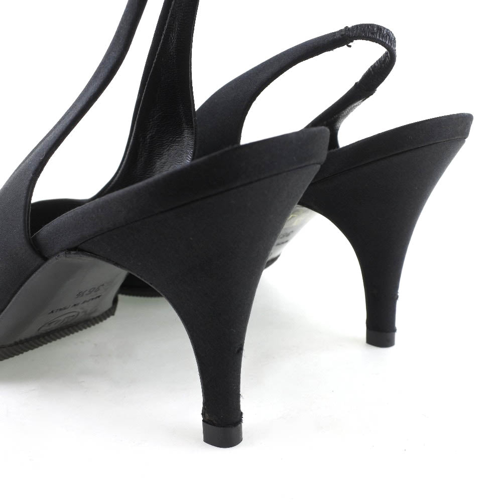 CHANEL pumps Satin black Sandals Women 36 1/2 Used