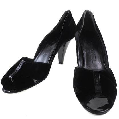 CHANEL pumps Velvet, Leather black Women 36 1/2 Used