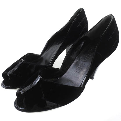 CHANEL pumps Velvet, Leather black Women 36 1/2 Used