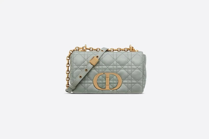 Gray Supple Cannage Calfskin Small Caro Bag Leather Shoulder Bag for Women