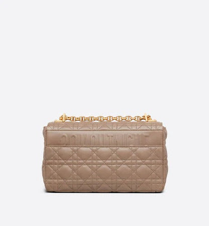 Warm Taupe Supple Cannage Calfskin Medium Caro Bag Leather Shoulder Bag for Women
