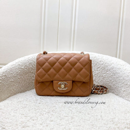 Chanel Classic Square Mini Flap in 21P Caramel Lambskin and LGHW (Model: A35200)
