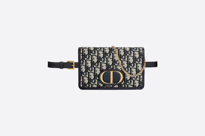 Blue D.ior Oblique Jacquard 2-In-1 30 Montaigne Pouch Leather Belt Bag for Women