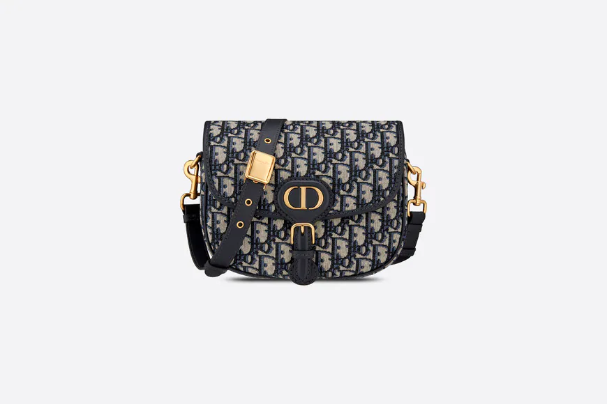 Blue Dior Oblique Jacquard Medium Bobby Bag Leather Crossbody Bag for Women
