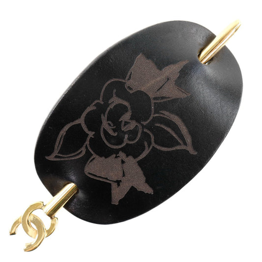 CHANEL Hair decoration leather black Women Used