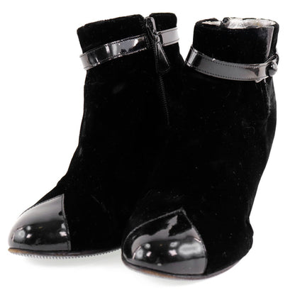 CHANEL boots velvet black Women 36C Used