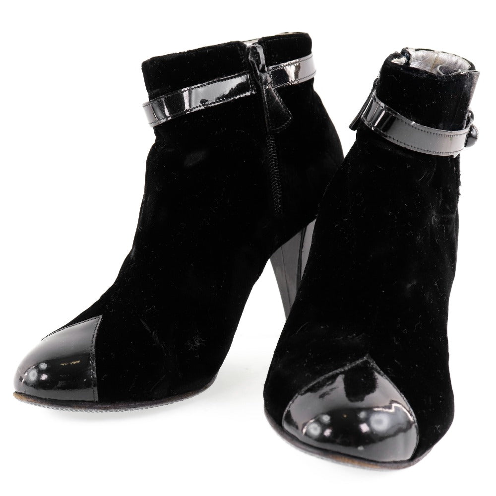 CHANEL boots velvet black Women 36C Used
