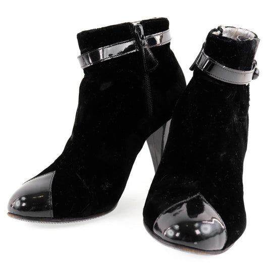 CHANEL boots velvet black Women 36C Used