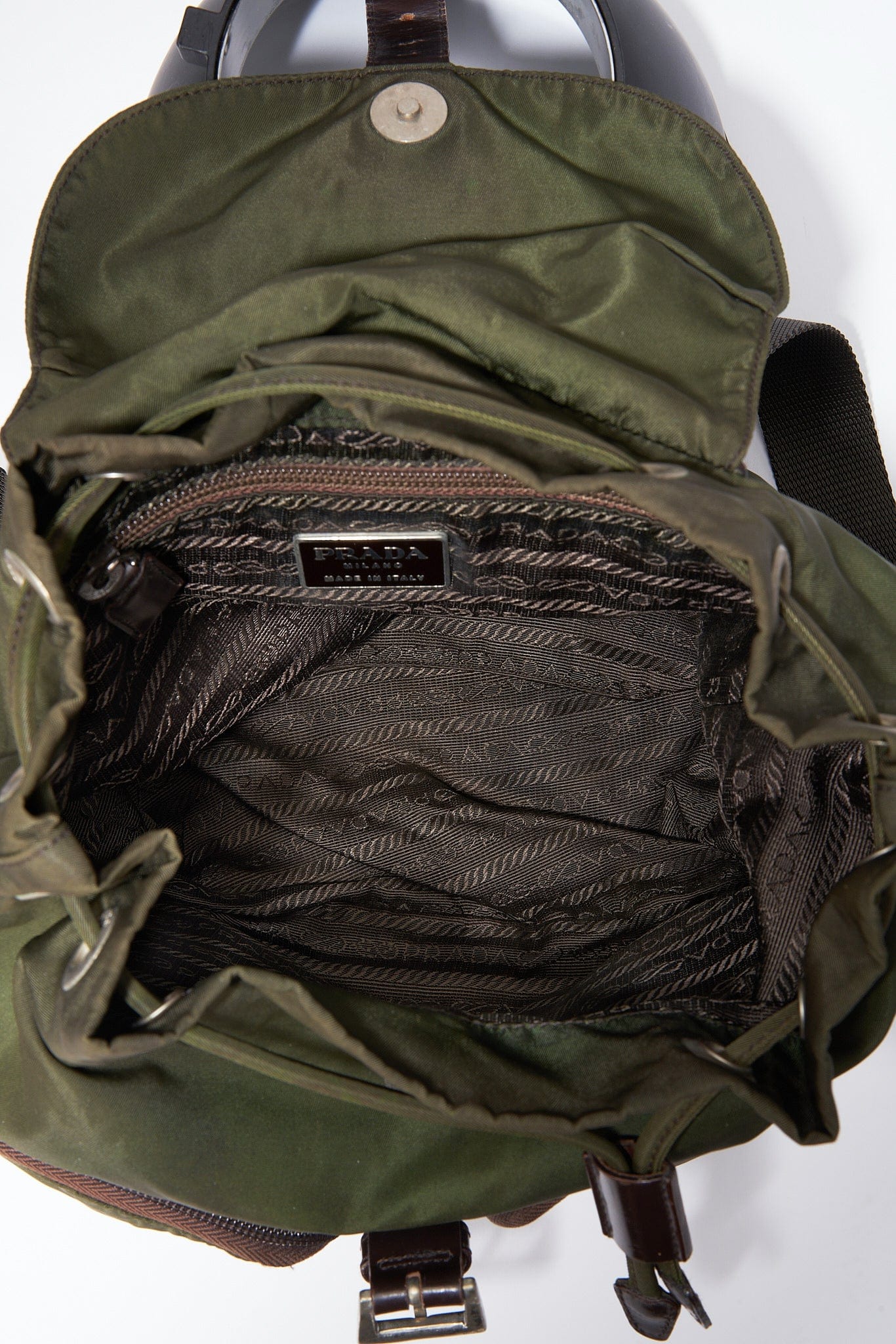 Prada Khaki Nylon Backpack