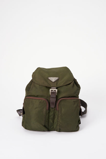 Prada Khaki Nylon Backpack