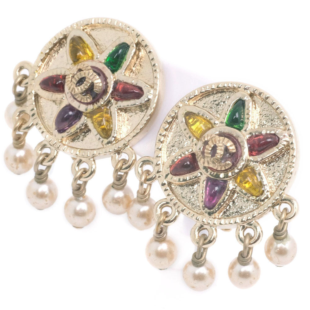 CHANEL Earring Fake pearl gold COCO Mark Women Used
