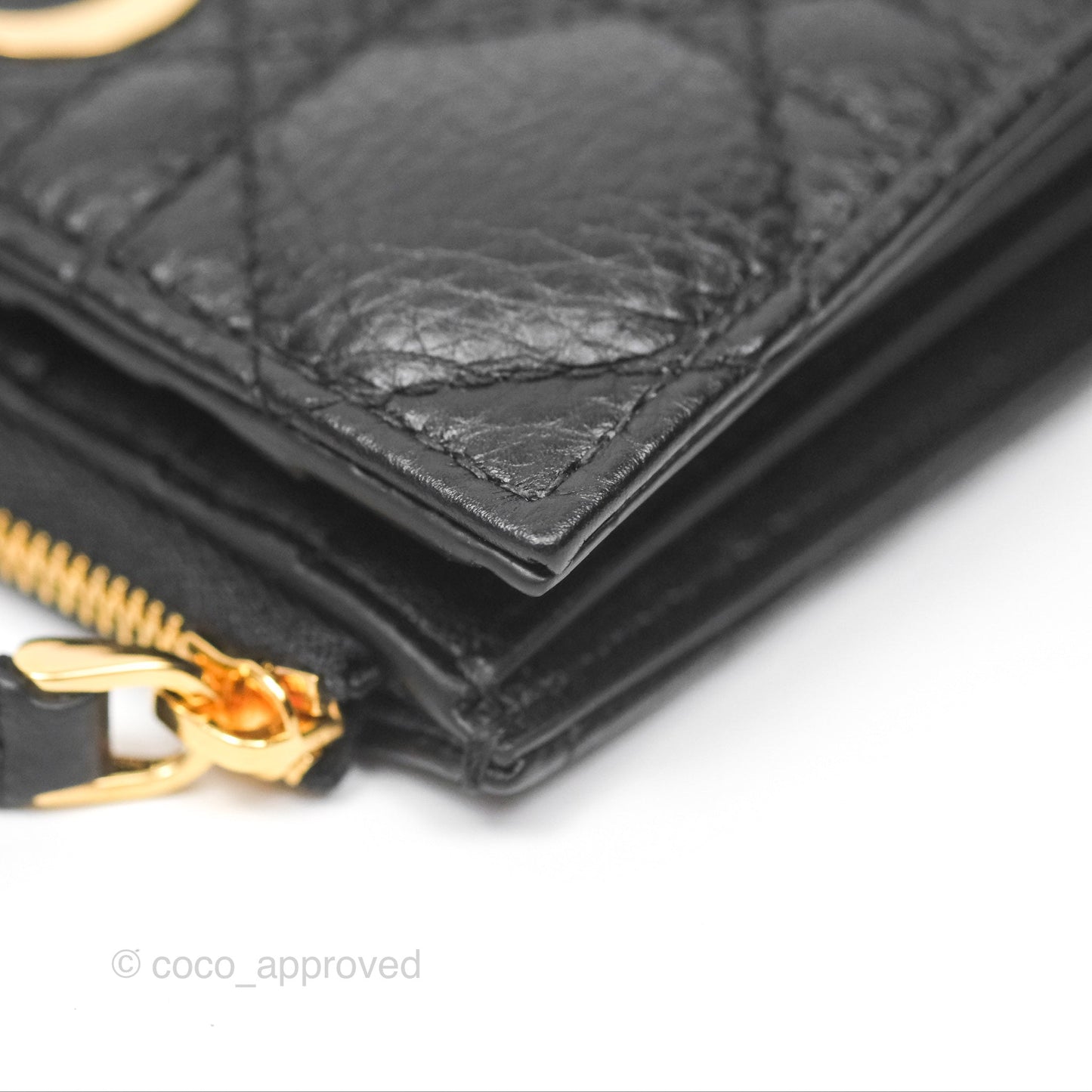 Christian Dior Caro Dahlia Wallet Black Calfskin Gold Hardware