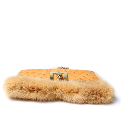 Gucci 005.1808 Flap Bag Mink and Ostrich Vintage