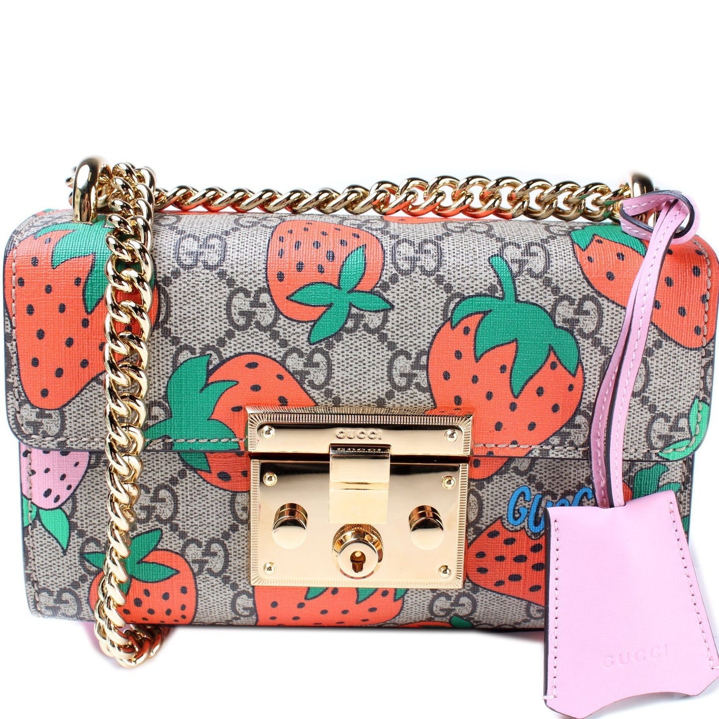 409487 Padlock Guccissima Small Strawberry