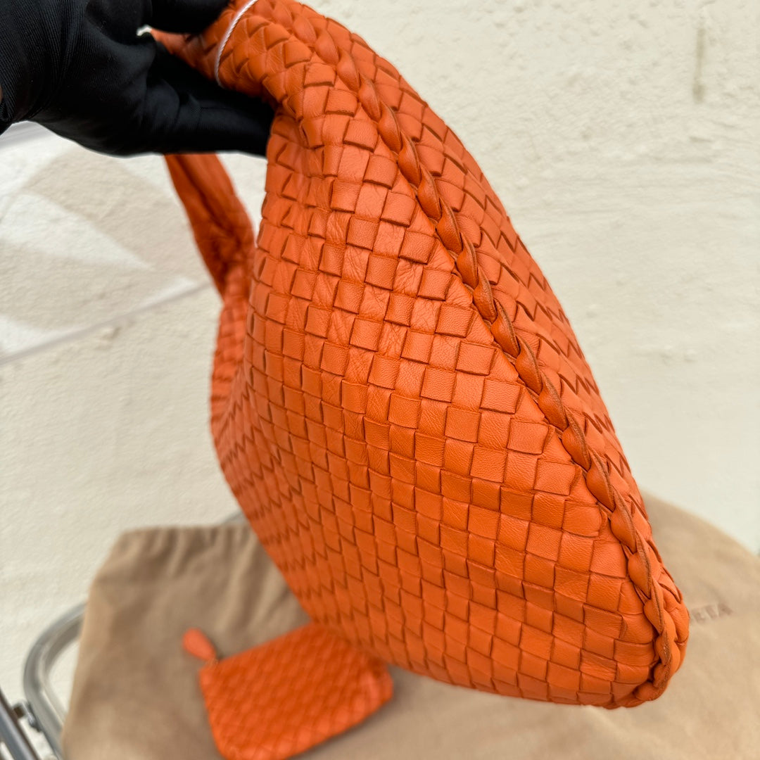 Bottega Veneta Veneta Hobo Medium 40cm Lambskin Leather Orange