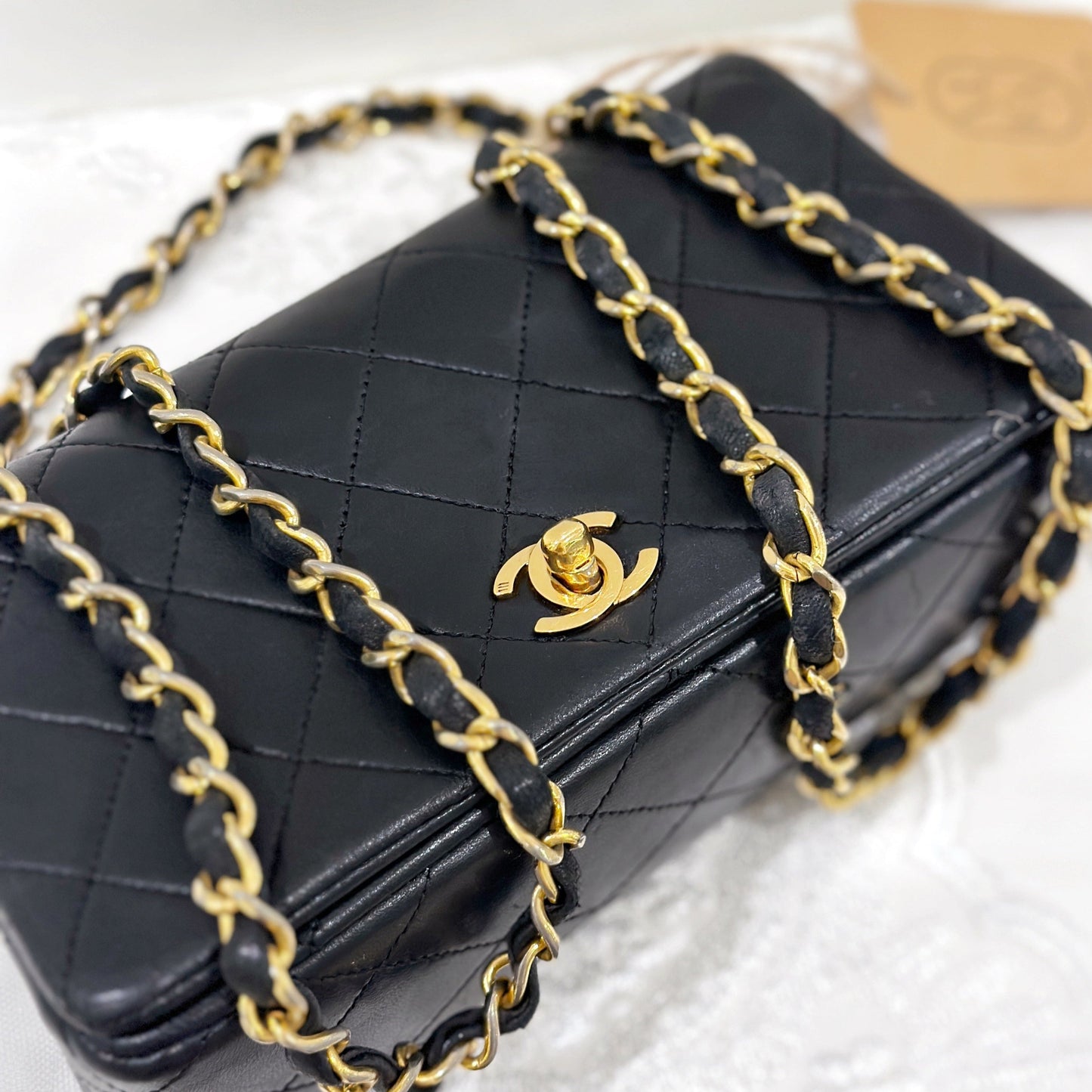 Chanel vintage lambskin quilted full flap bag