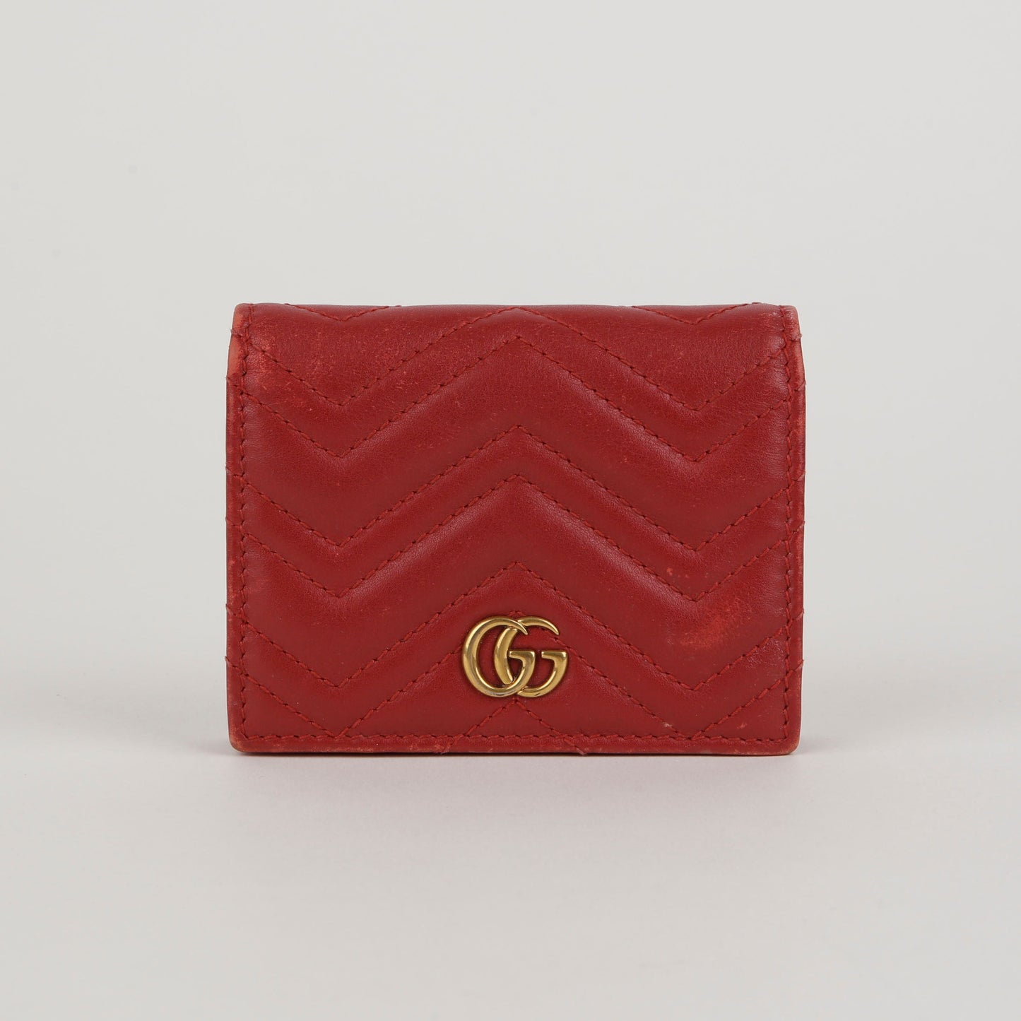 Gucci Red Matelassé Leather GG Marmont Card Case Wallet 466492 46829323