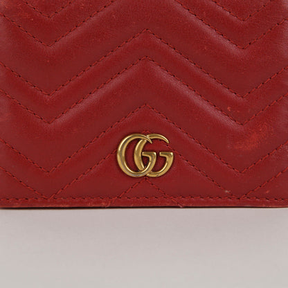 Gucci Red Matelassé Leather GG Marmont Card Case Wallet 466492 46829323