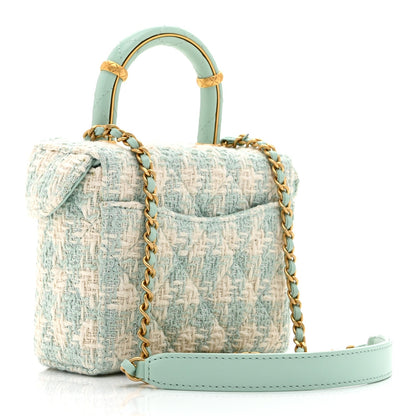Tweed Handle Crush Small Vanity Case Light Green