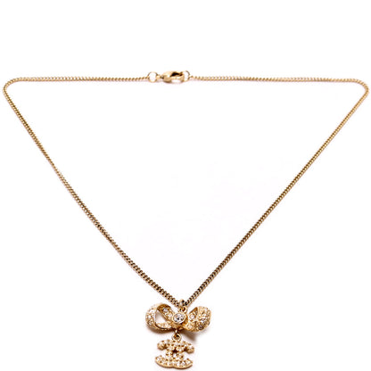 CC Bow Rhinestone Pendant Necklace