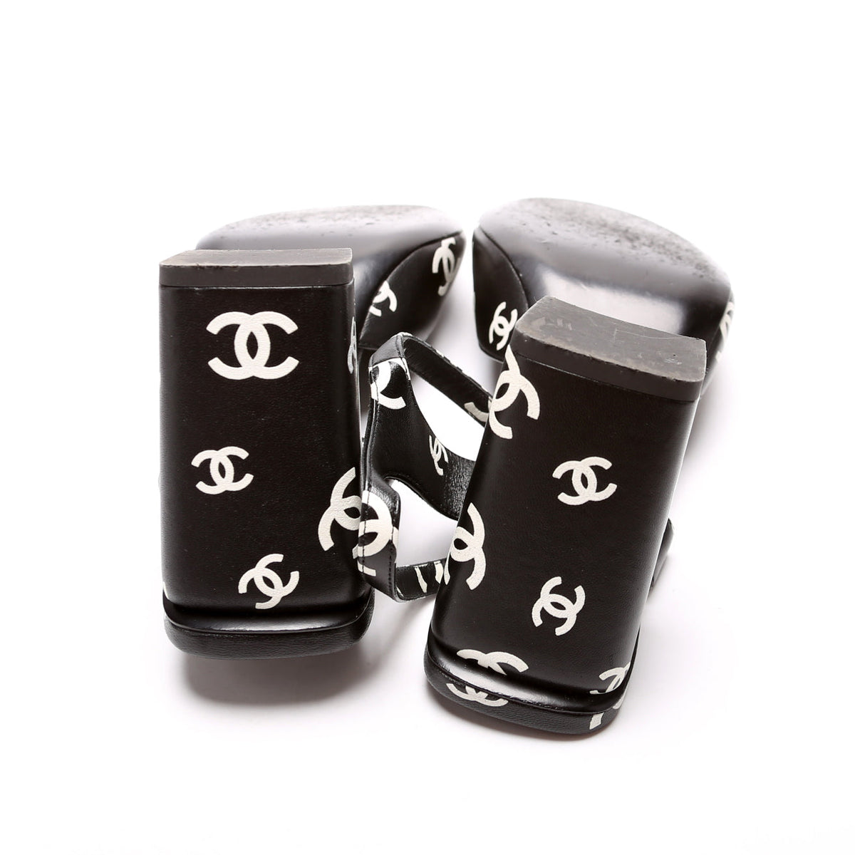 Chanel CC Printed Lambskin Platform Sandals Size 41