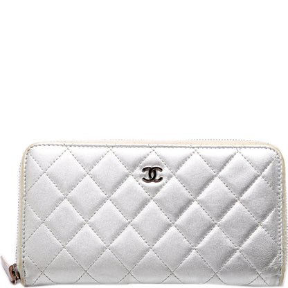 Chanel CC Quilted Zip Around Wallet