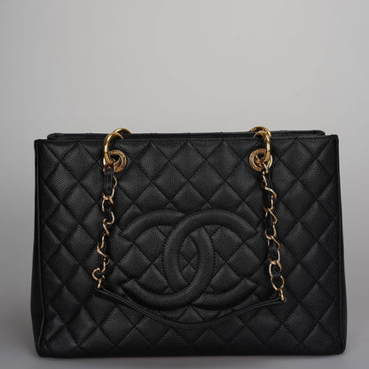 Chanel Grand Shopping Tote Black GST Bag in Caviar Leather with Gold Hardware from 2012