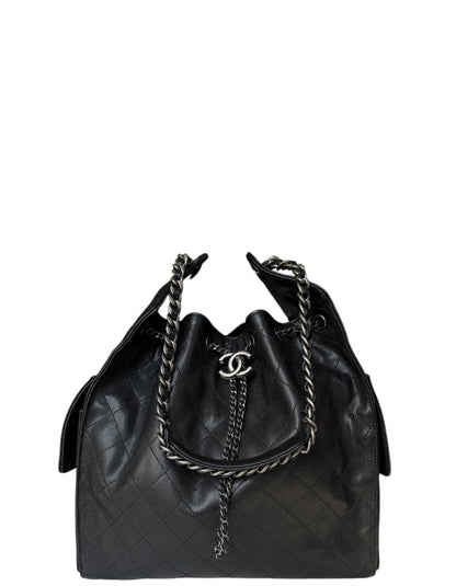 Chanel 2026 Black Leather Medium 25 Hobo