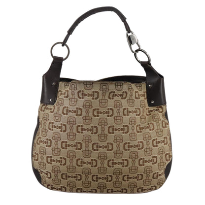 Gucci Horsebit Brown Canvas Handbag