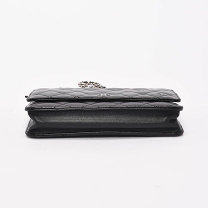 Chanel Black Quilted Lambskin Classic Wallet on Chain