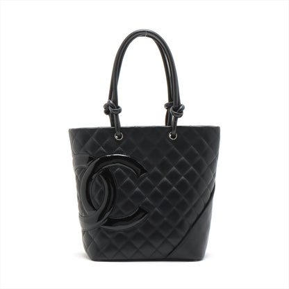Chanel Combon Line Patent Leather   HandBag Black Silver G