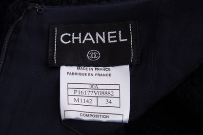 Chanel Fall 2000 Navy Wool Knee-length Skirt SZ 34