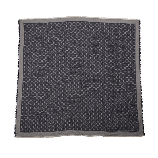 Louis Vuitton Denim Monogram Classic Fringed Shawl