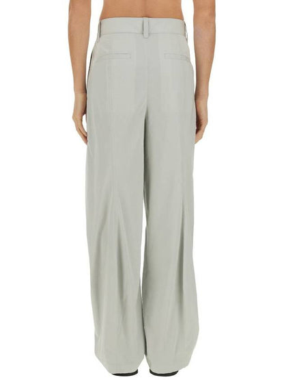 Luxury Bottega Veneta Cotton Silk Wide Leg Slacks Cloud