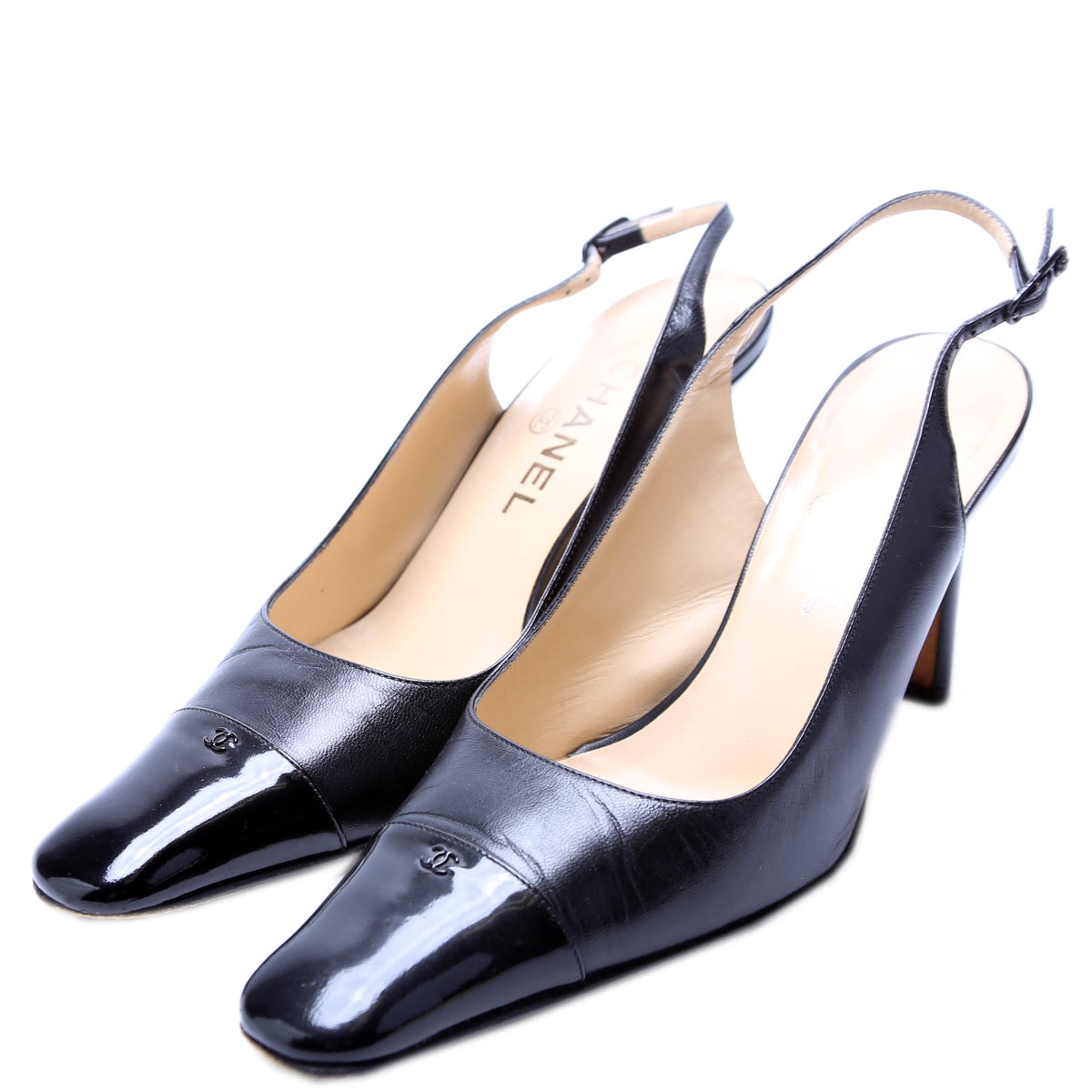 Cap Toe Slingback Pumps Size 37.5